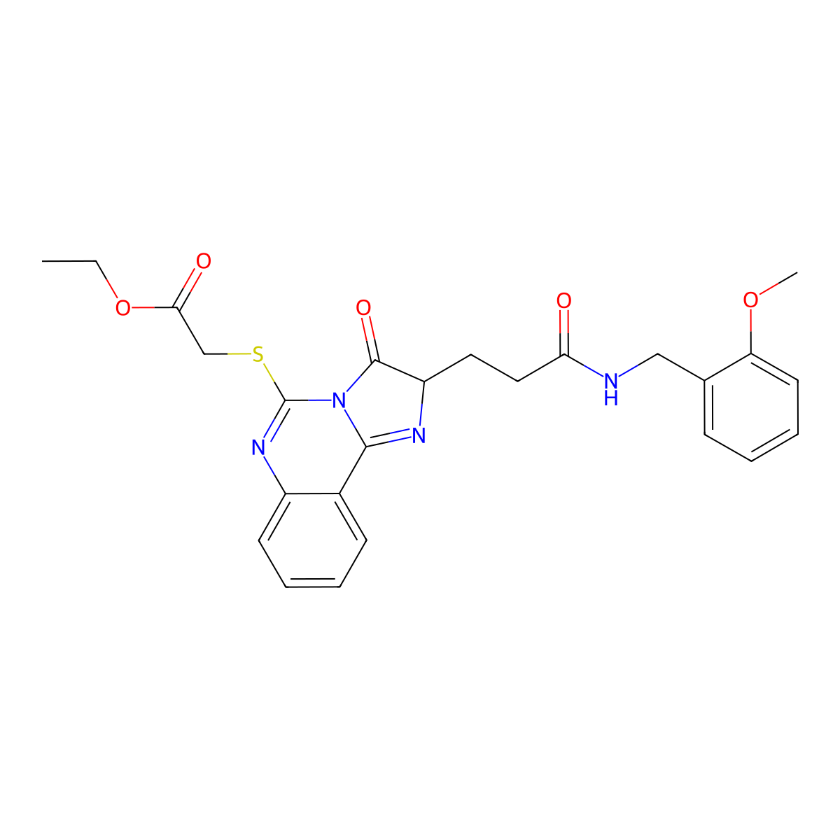 ethyl 2-{[2-(2-{[(2-methoxyphenyl)methyl]carbamoyl}ethyl)-3-oxo-2H,3H-imidazo[1,2-c]quinazolin-5-yl]sulfanyl}acetate molecular structure, CAS 1043868-27-4
