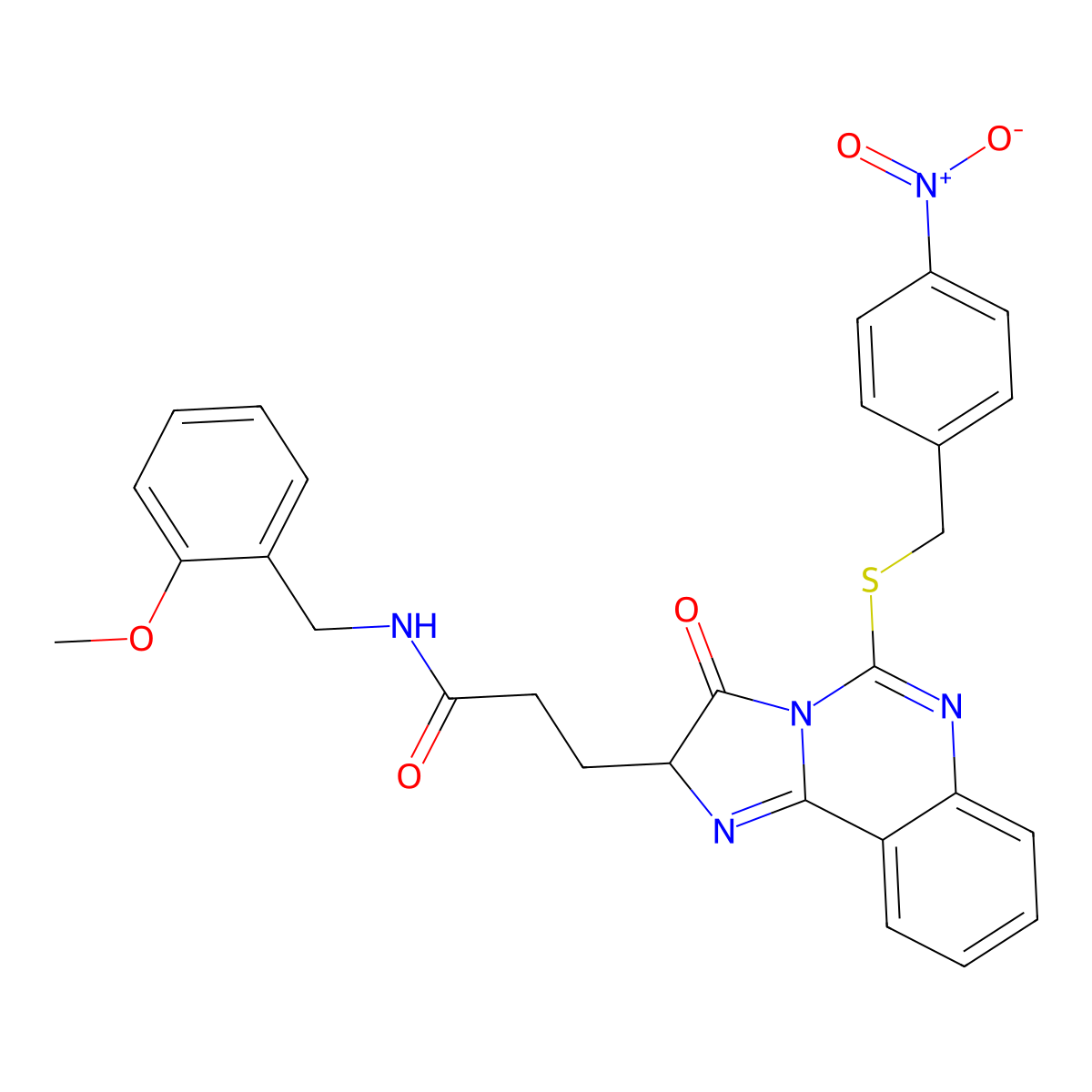 N-[(2-methoxyphenyl)methyl]-3-(5-{[(4-nitrophenyl)methyl]sulfanyl}-3-oxo-2H,3H-imidazo[1,2-c]quinazolin-2-yl)propanamide molecular structure, CAS 1043868-34-3