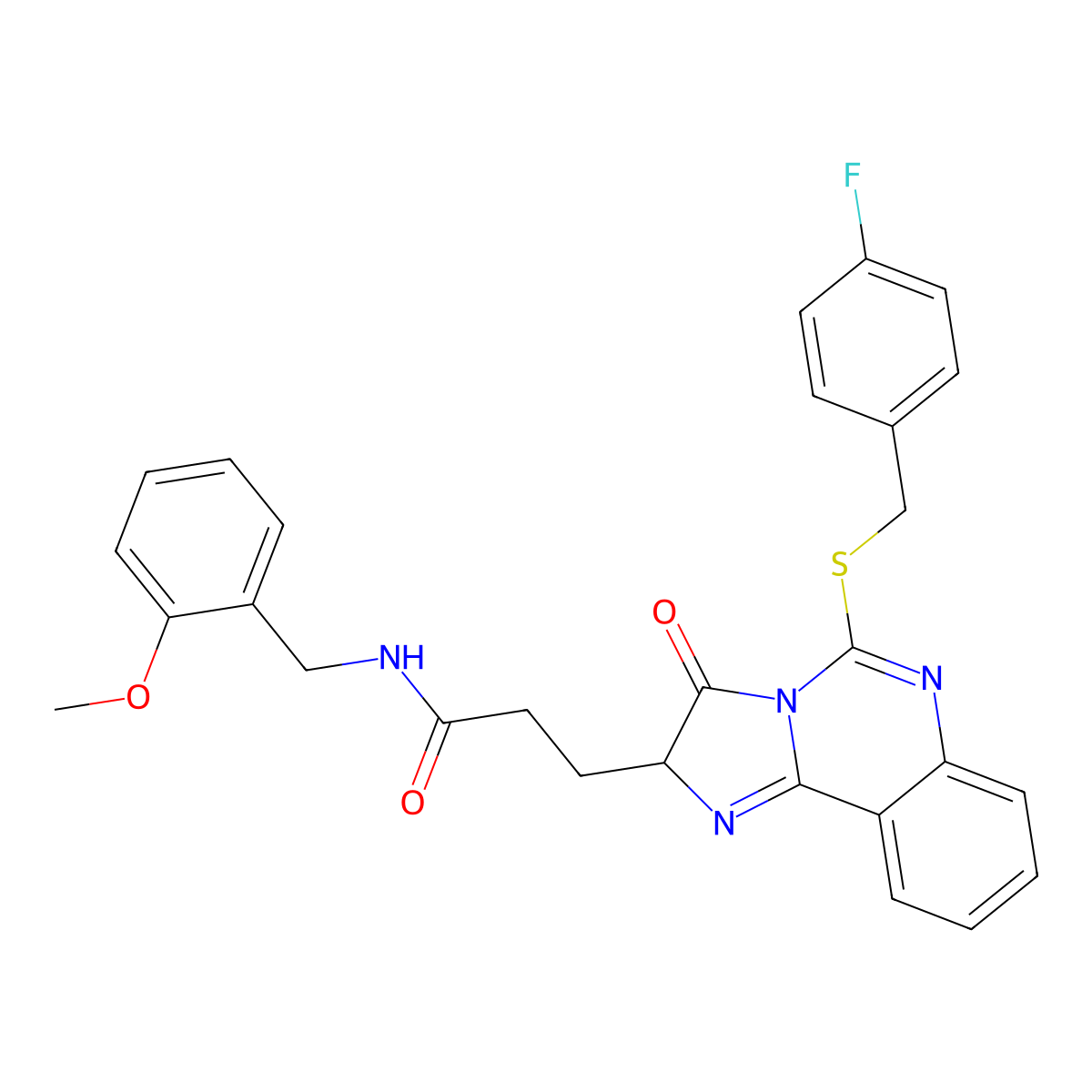 3-(5-{[(4-fluorophenyl)methyl]sulfanyl}-3-oxo-2H,3H-imidazo[1,2-c]quinazolin-2-yl)-N-[(2-methoxyphenyl)methyl]propanamide molecular structure, CAS 1043868-35-4