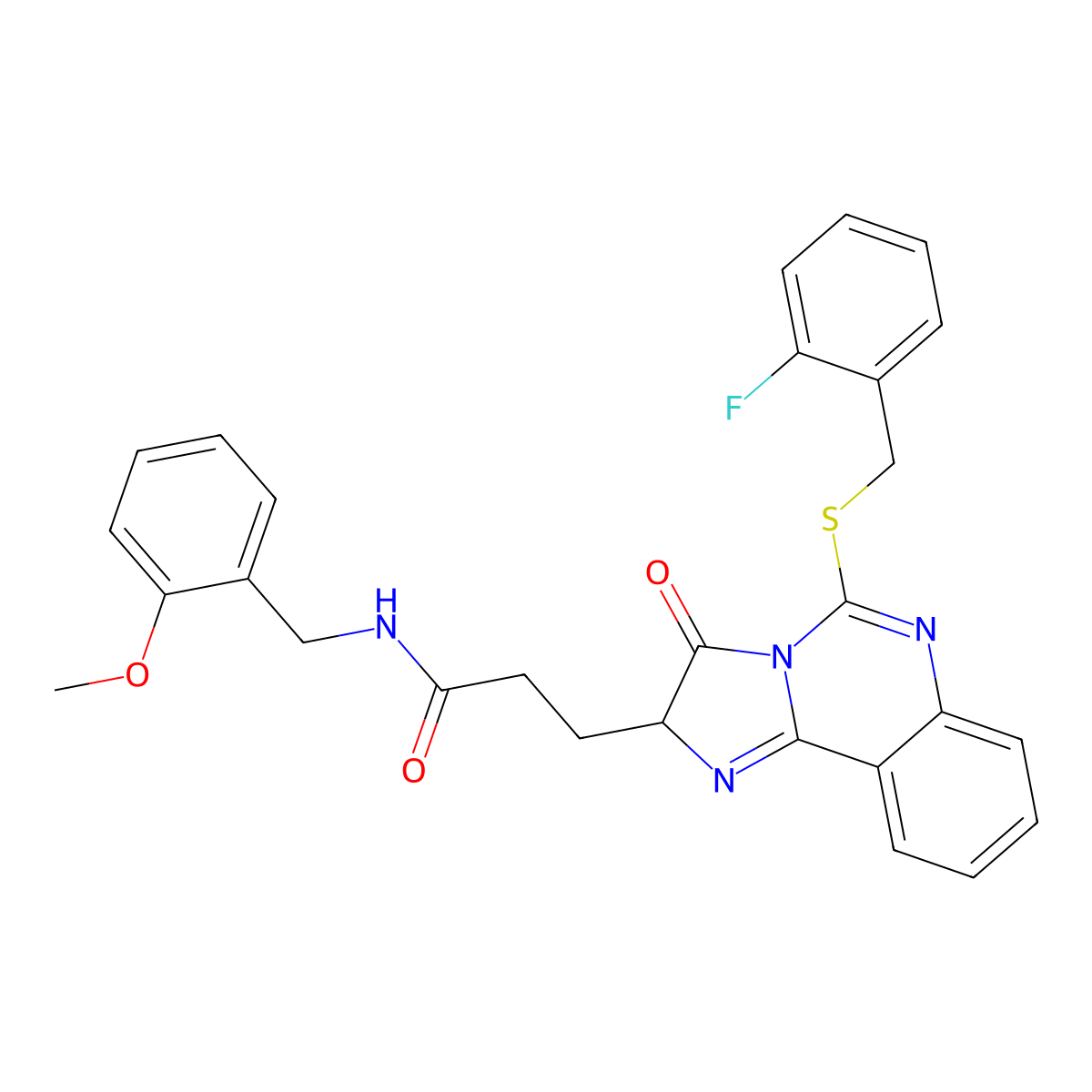 3-(5-{[(2-fluorophenyl)methyl]sulfanyl}-3-oxo-2H,3H-imidazo[1,2-c]quinazolin-2-yl)-N-[(2-methoxyphenyl)methyl]propanamide molecular structure, CAS 1043868-37-6
