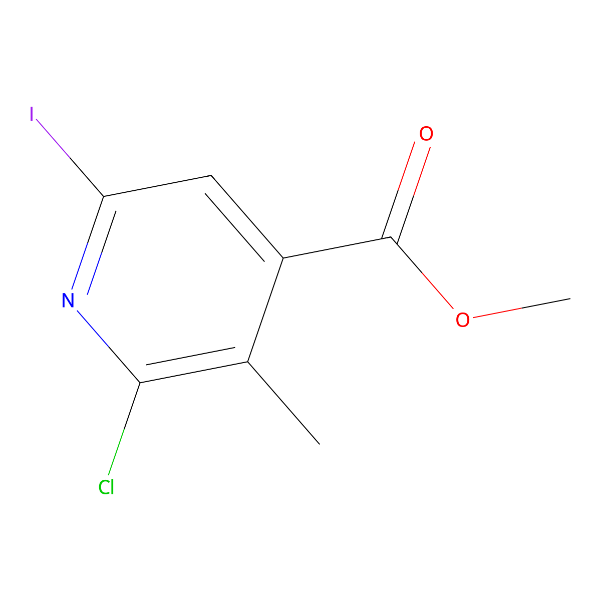 Methyl 2-chloro-6-iodo-3-methylisonicotinate molecular structure, CAS 1043870-58-1