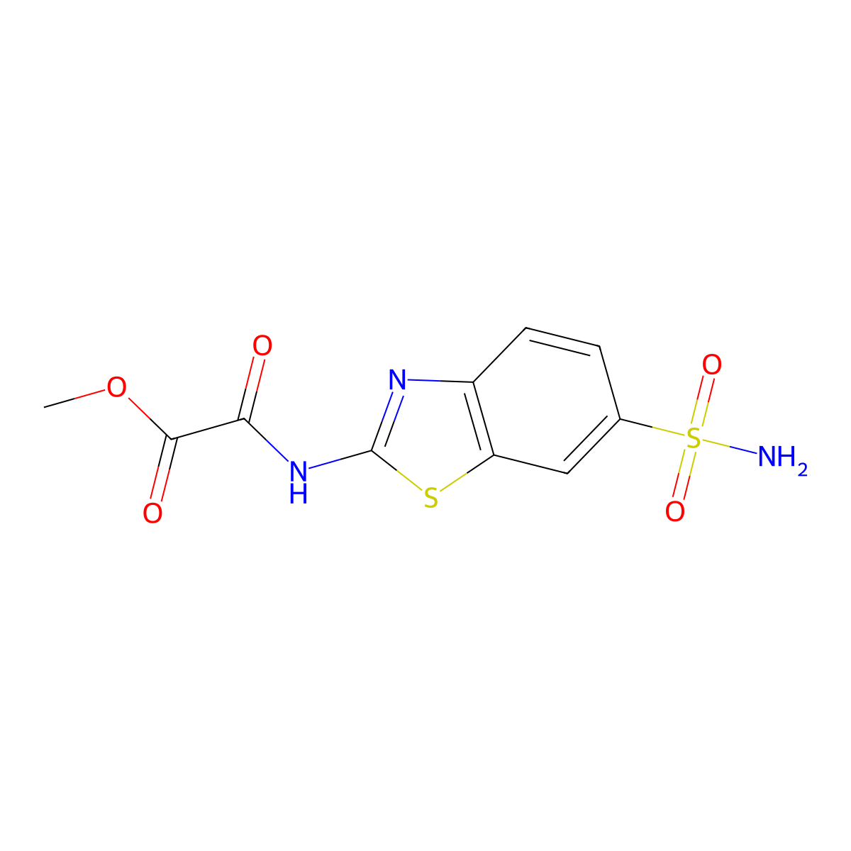Acetic acid, ((6-(aminosulfonyl)-2-benzothiazolyl)amino)oxo-, methyl ester molecular structure, CAS 104388-89-8