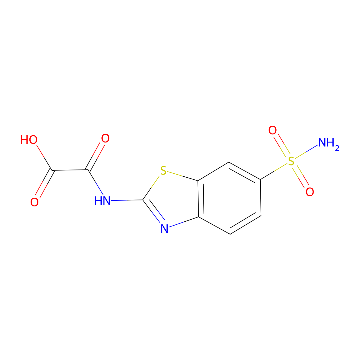 2-((6-(Aminosulfonyl)-2-benzothiazolyl)amino)-2-oxoacetic acid molecular structure, CAS 104388-91-2