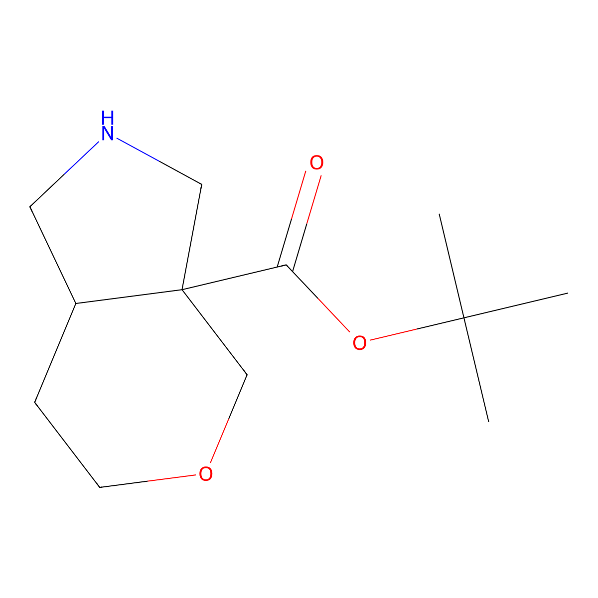 rac-tert-butyl (3aR,7aR)-octahydropyrano[3,4-c]pyrrole-3a-carboxylate molecular structure, CAS 1043880-62-1