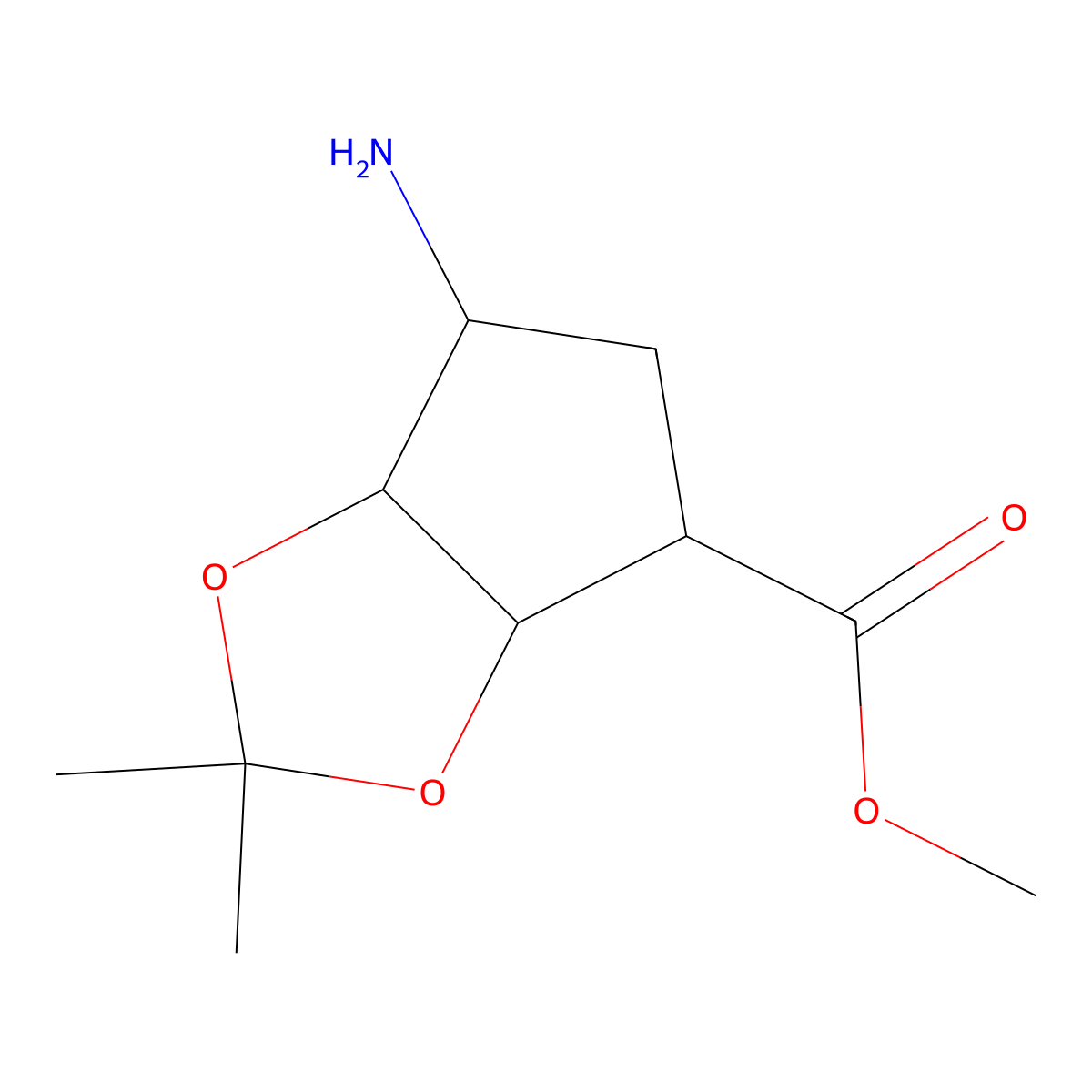 rac-methyl (3aR,4S,6R,6aS)-6-amino-2,2-dimethyl-hexahydrocyclopenta[d][1,3]dioxole-4-carboxylate molecular structure, CAS 104390-36-5