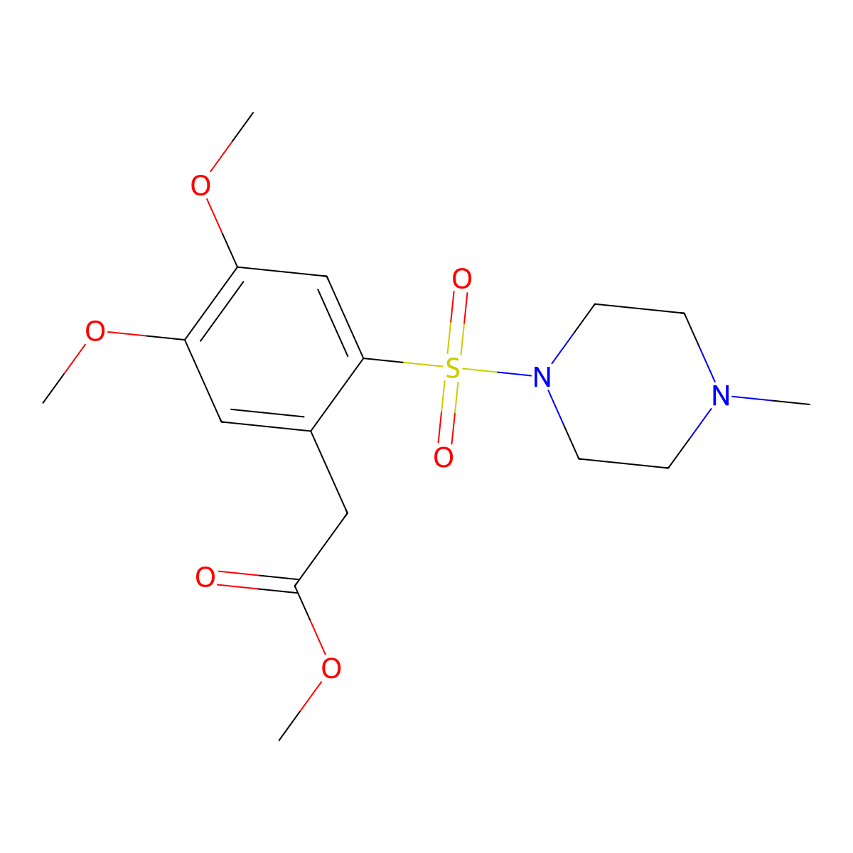 Methyl 2-{4,5-dimethoxy-2-[(4-methylpiperazin-1-yl)sulfonyl]phenyl}acetate molecular structure, CAS 1043904-39-7