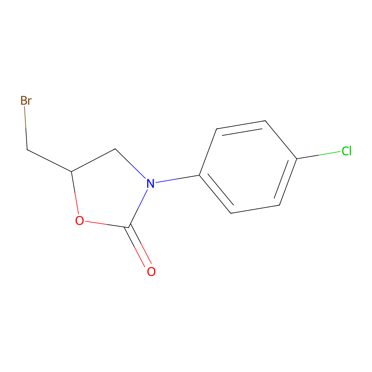 5-(Bromomethyl)-3-(4-chlorophenyl)-1,3-oxazolidin-2-one molecular structure, CAS 104392-63-4