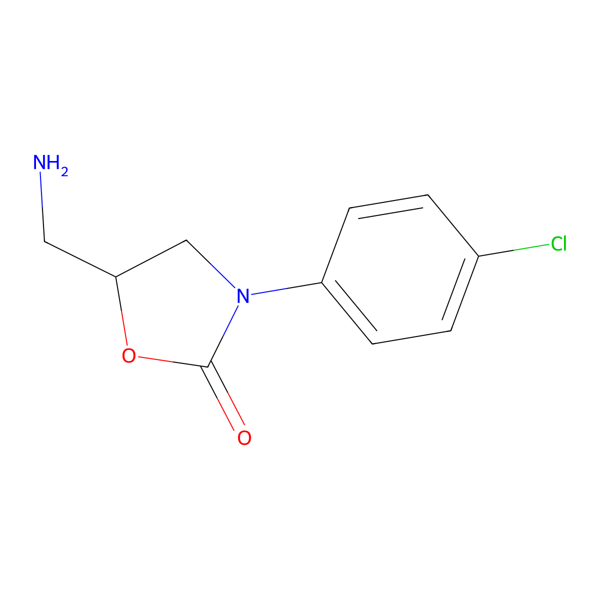 5-(Aminomethyl)-3-(4-chlorophenyl)-1,3-oxazolidin-2-one molecular structure, CAS 104392-64-5
