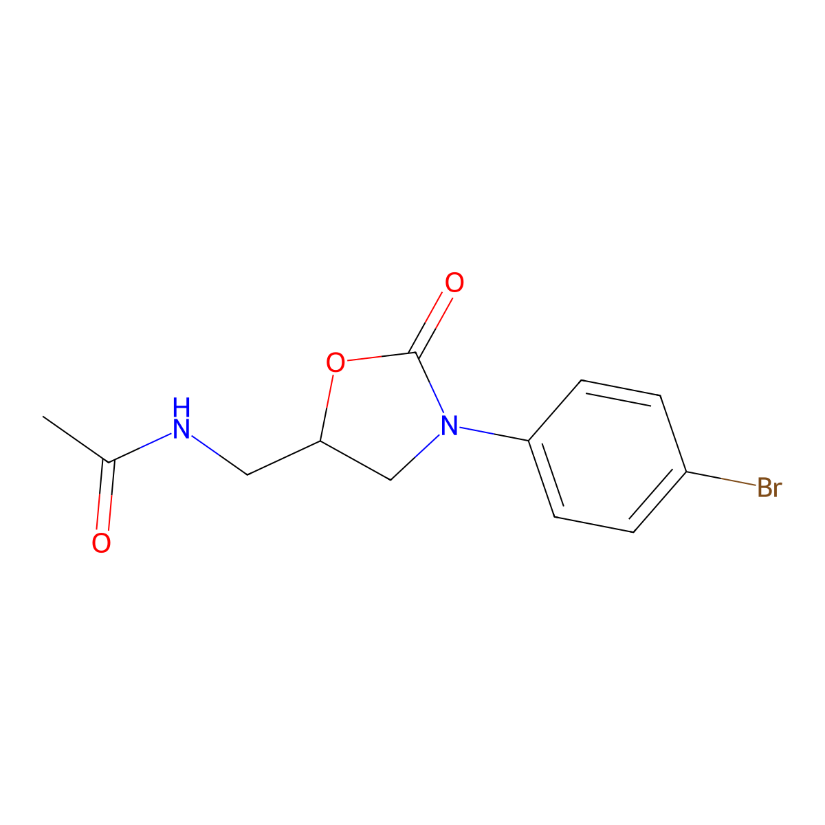 (S)-N-((3-(4-Bromophenyl)-2-oxooxazolidin-5-yl)methyl)acetamide molecular structure, CAS 104392-69-0
