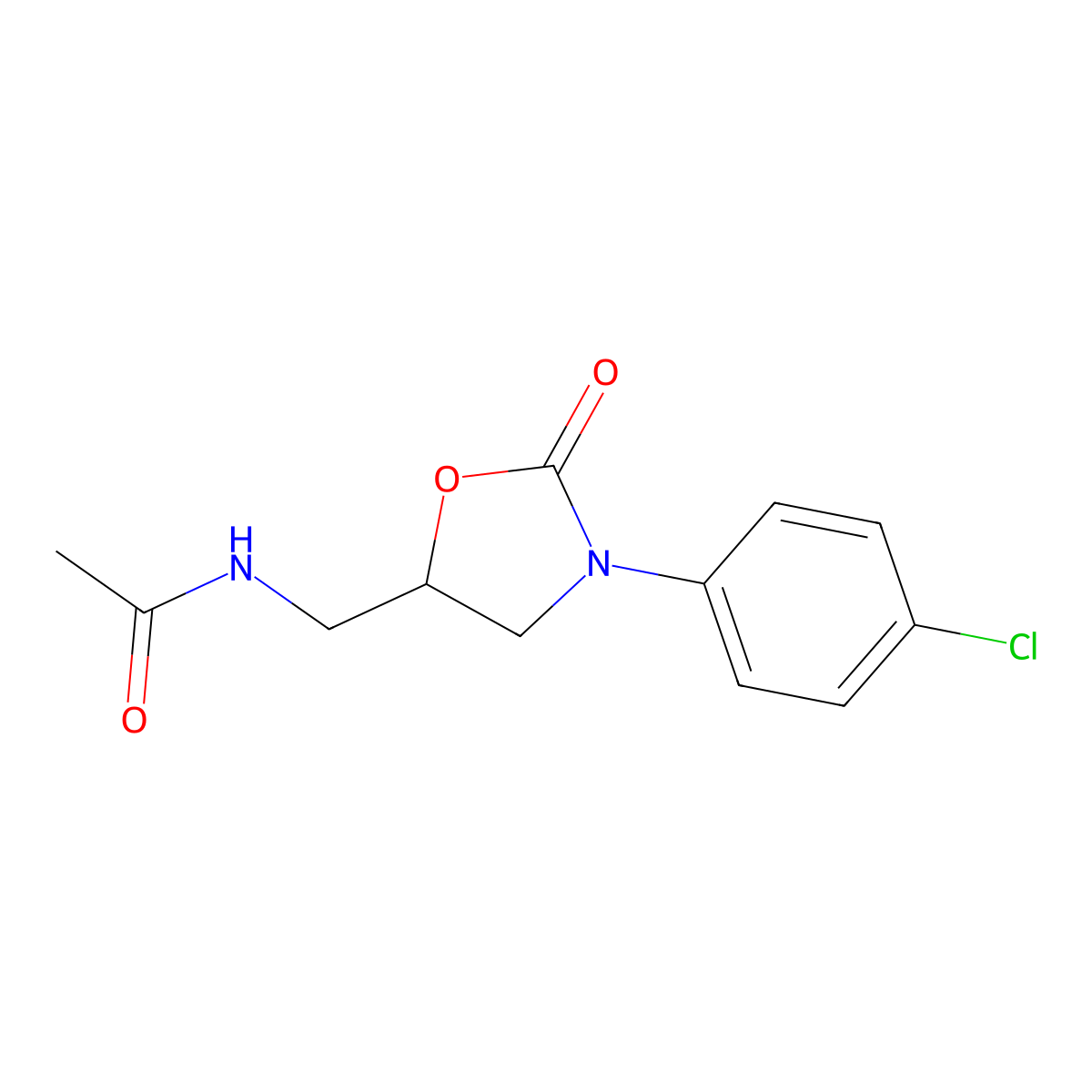 N-((3-(4-chlorophenyl)-2-oxooxazolidin-5-yl)methyl)acetamide molecular structure, CAS 104392-70-3
