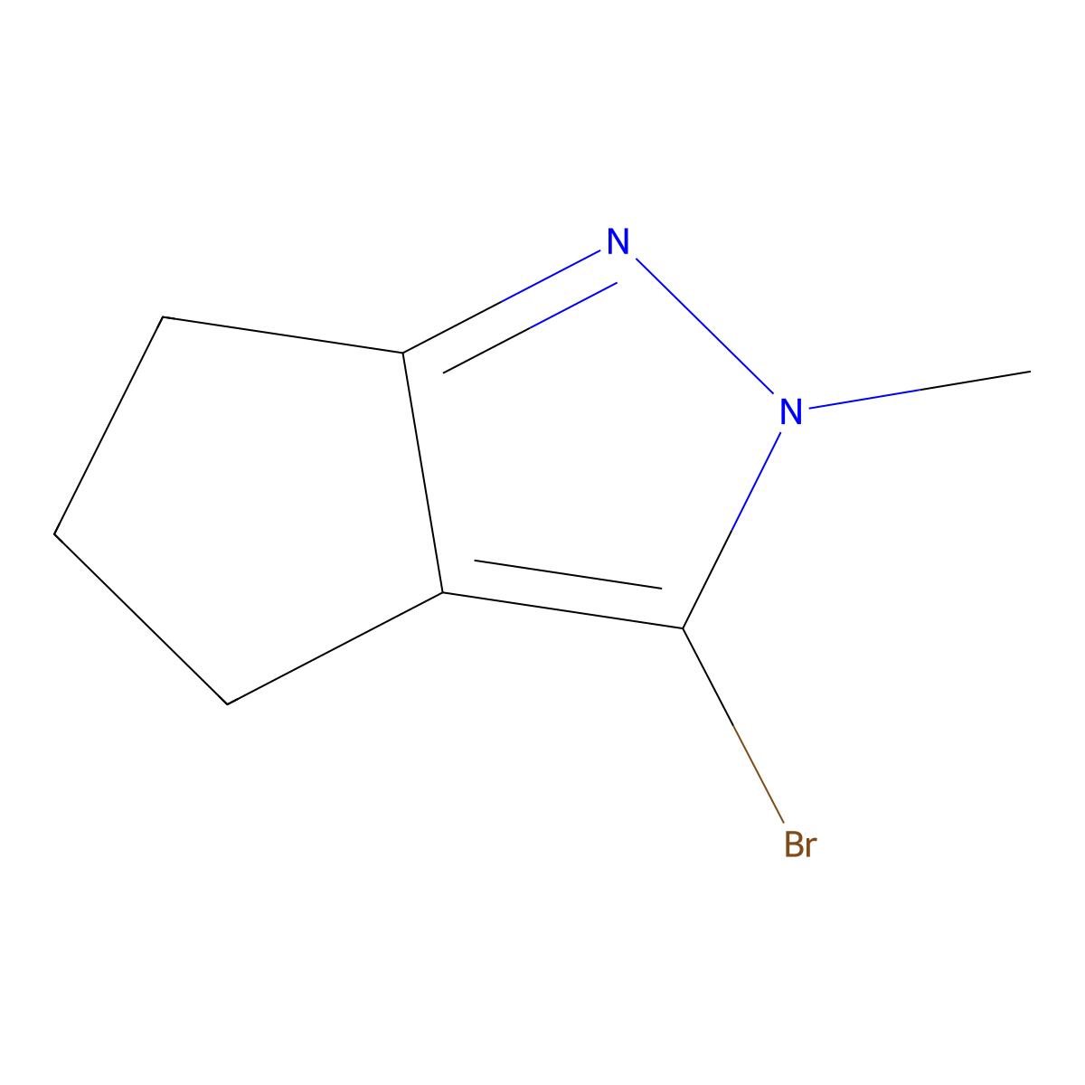 3-bromo-2-methyl-5,6-dihydro-4H-cyclopenta[c]pyrazole molecular structure, CAS 1043920-65-5