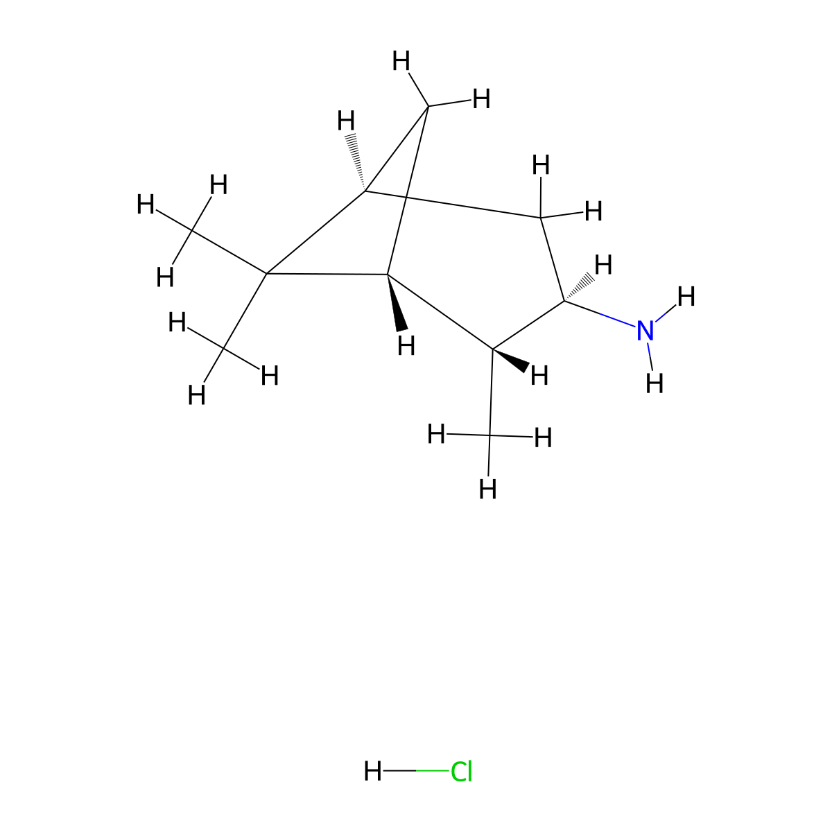 (1R,2R,3R,5S)-2,6,6-Trimethylbicyclo[3.1.1]heptan-3-amine hydrochloride molecular structure, CAS 104393-94-4