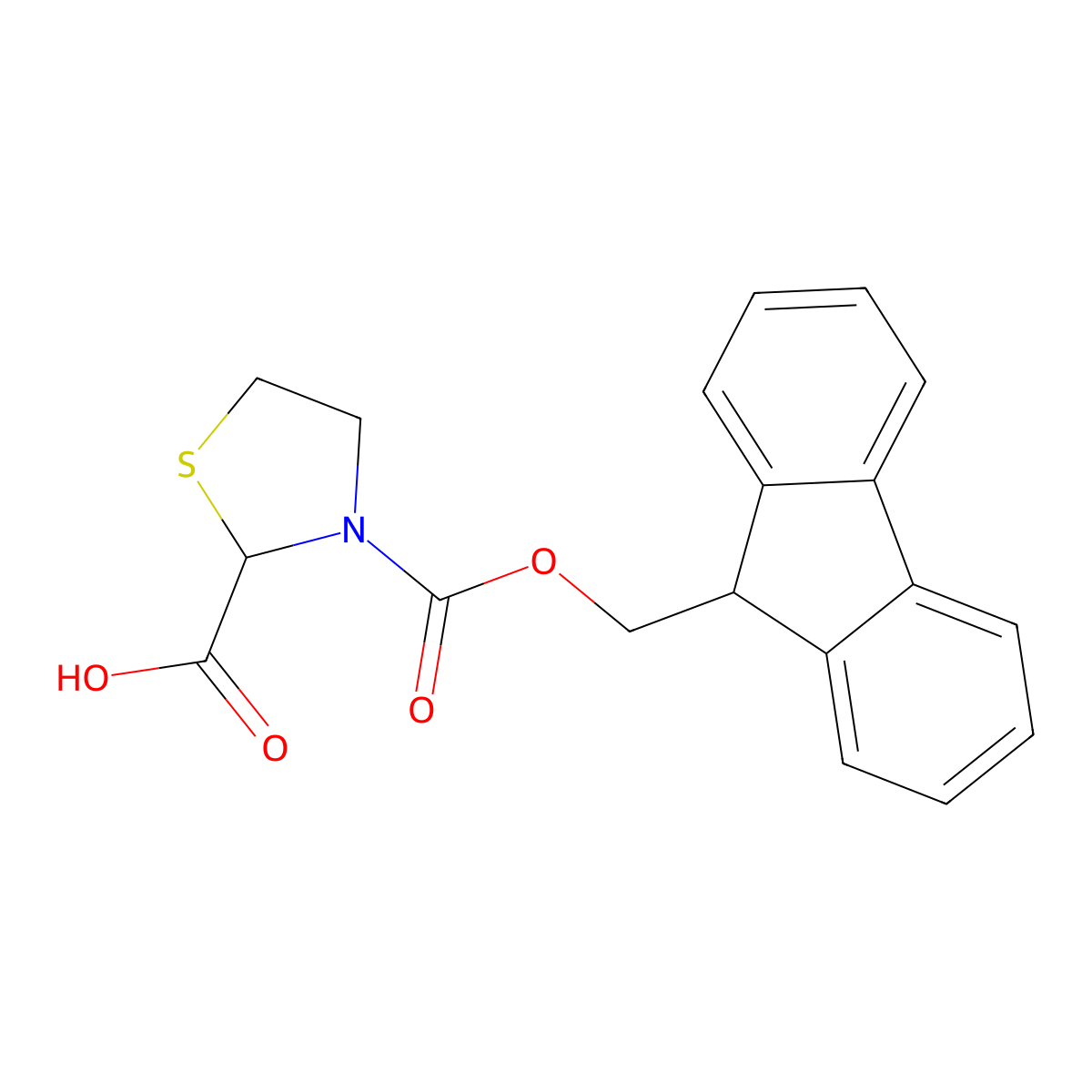 3-(((9H-fluoren-9-yl)methoxy)carbonyl)-1,3-thiazolidine-2-carboxylic acid molecular structure, CAS 1043933-69-2