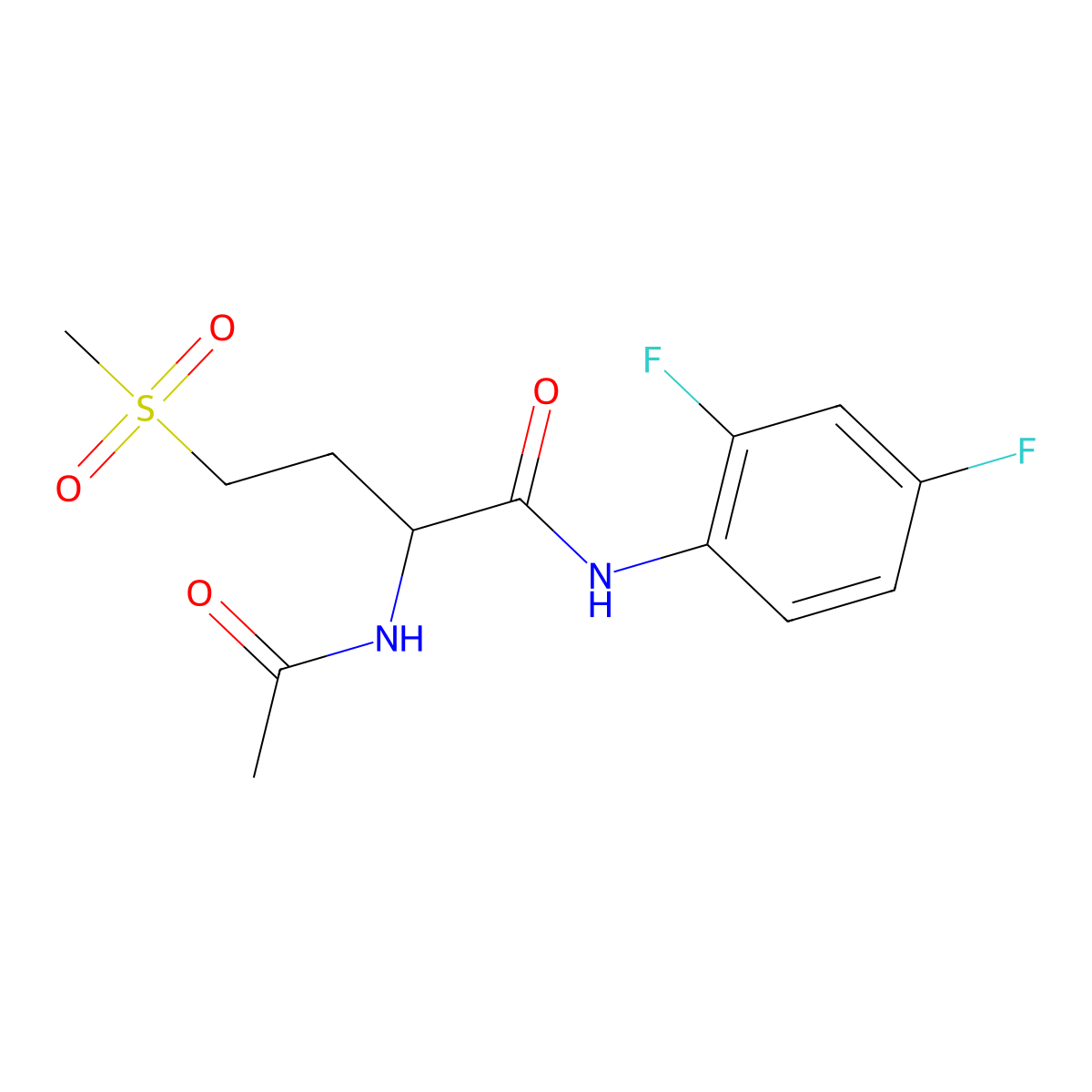 2-acetamido-N-(2,4-difluorophenyl)-4-(methylsulfonyl)butanamide molecular structure, CAS 1043948-32-8