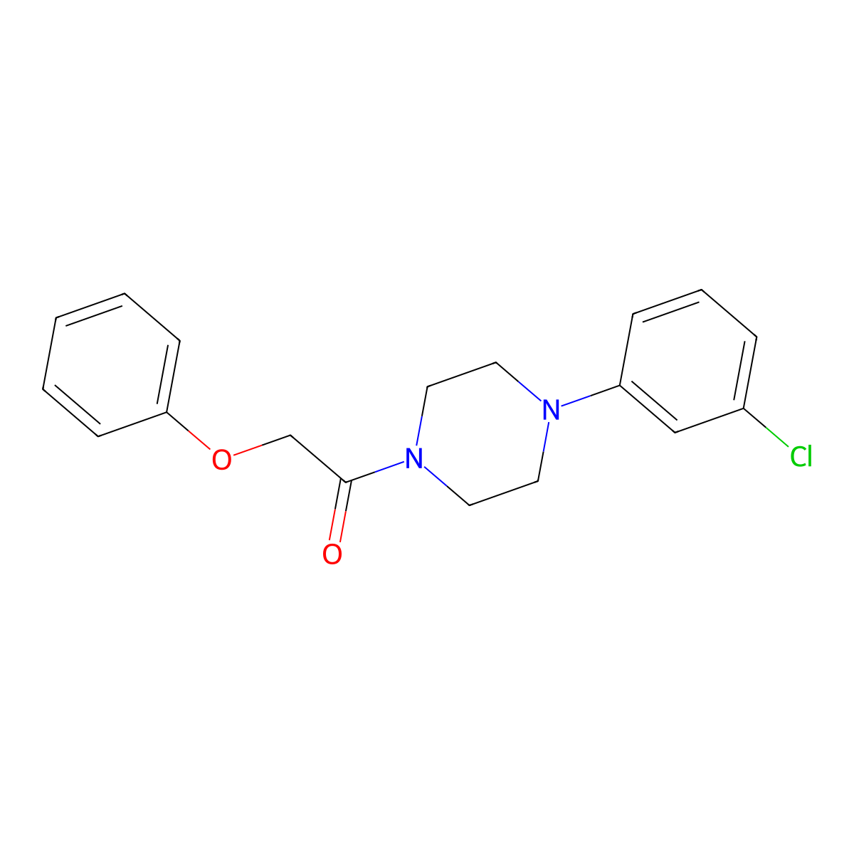 1-[4-(3-Chlorophenyl)piperazin-1-yl]-2-phenoxyethanone molecular structure, CAS 1044-41-3