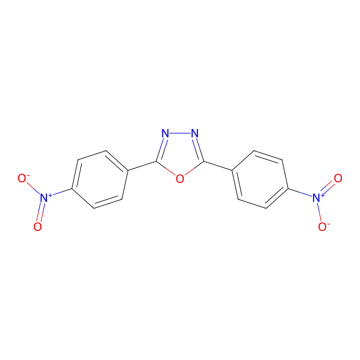 2,5-Bis-(4-nitro-phenyl)-(1,3,4)oxadiazole molecular structure, CAS 1044-49-1