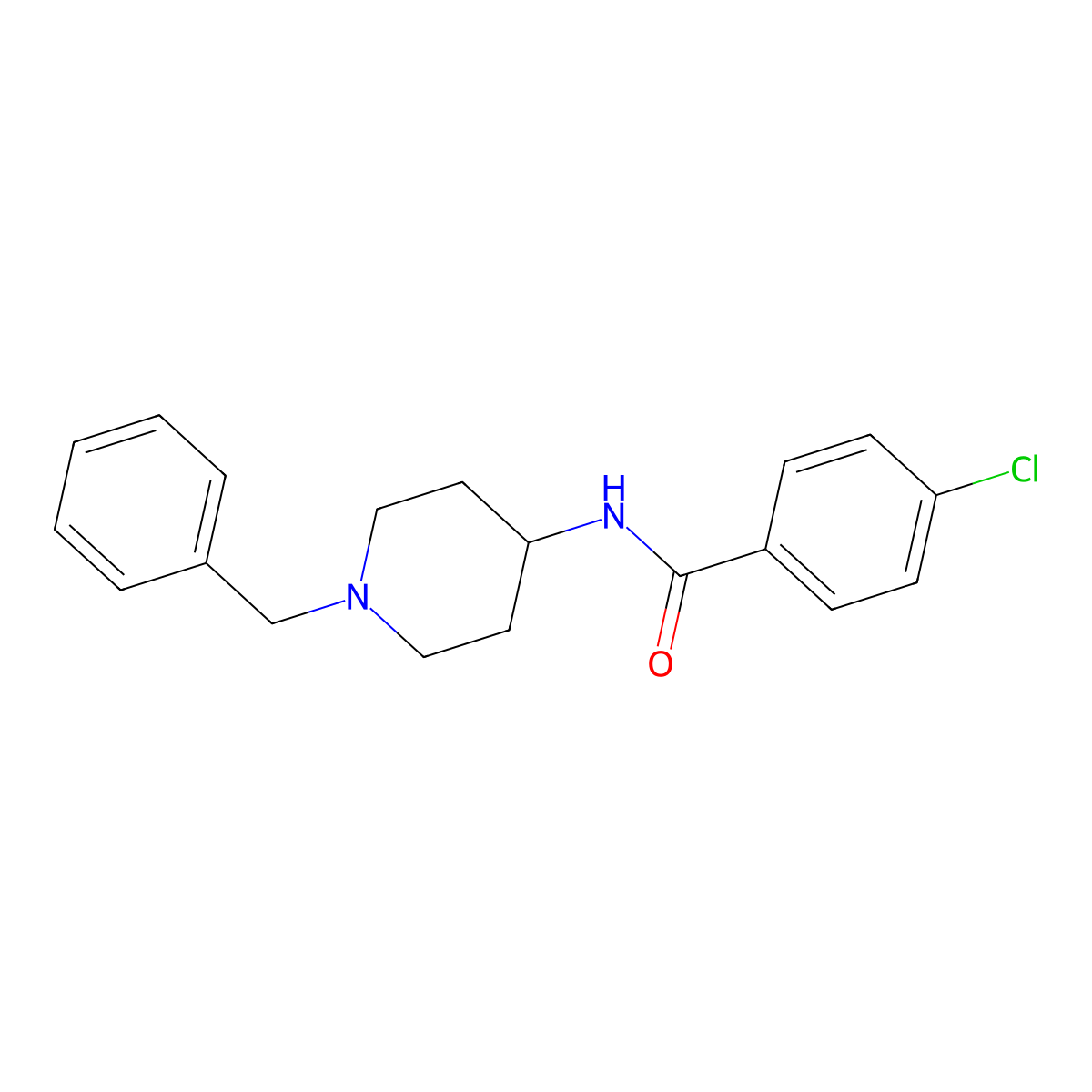 N-(1-benzylpiperidin-4-yl)-4-chlorobenzamide molecular structure, CAS 1044-79-7