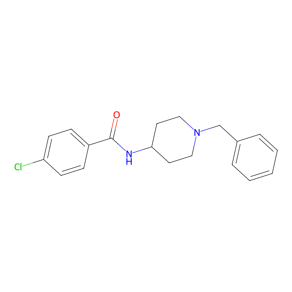 N-(1-benzylpiperidin-4-yl)-4-chlorobenzamide molecular structure, CAS 1044-79-7
