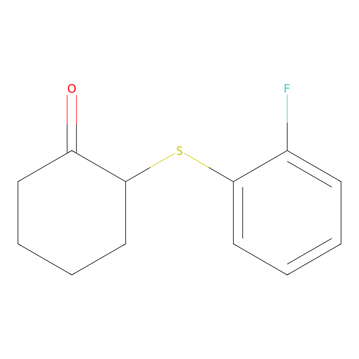 2-[(2-Fluorophenyl)sulfanyl]cyclohexan-1-one molecular structure, CAS 1044049-28-6