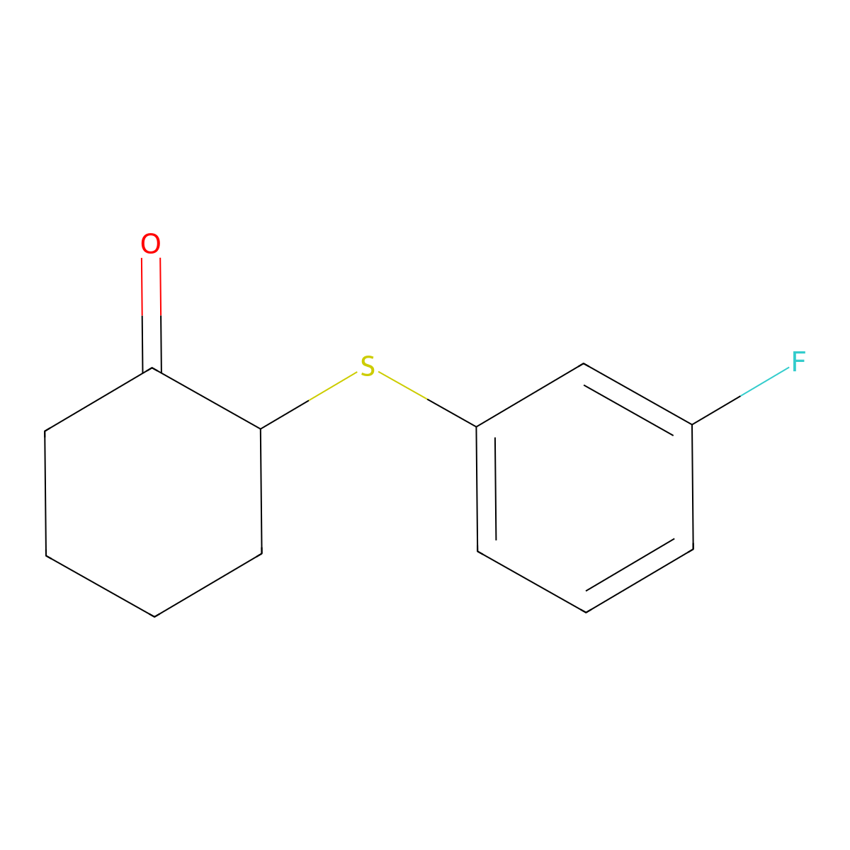 2-[(3-Fluorophenyl)sulfanyl]cyclohexan-1-one molecular structure, CAS 1044049-33-3