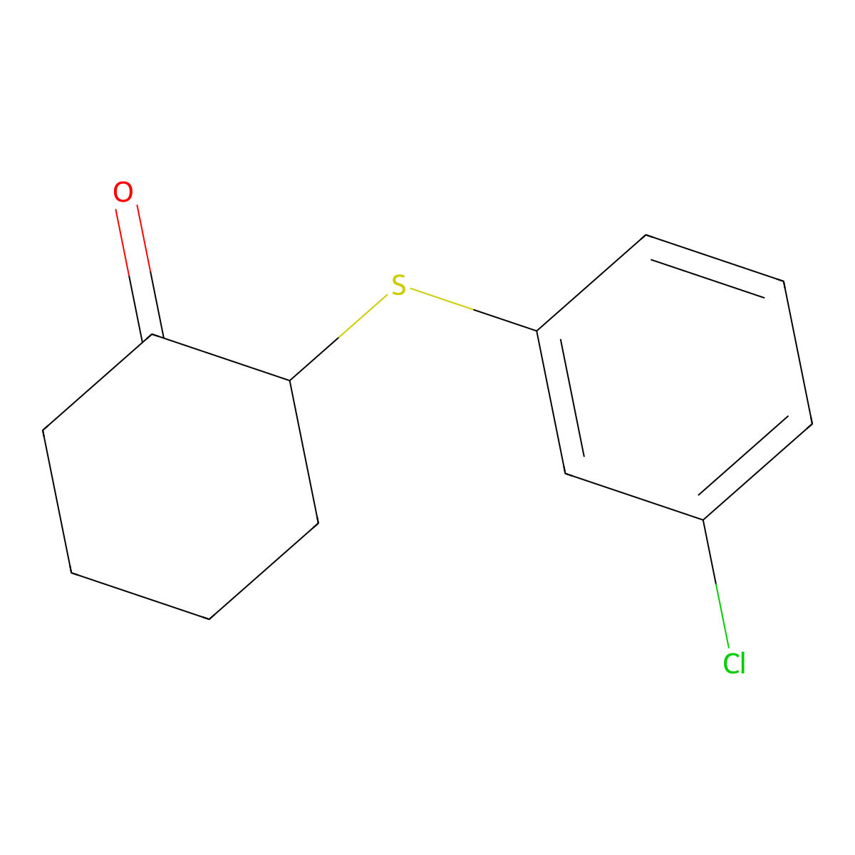 2-[(3-Chlorophenyl)sulfanyl]cyclohexan-1-one molecular structure, CAS 1044049-34-4