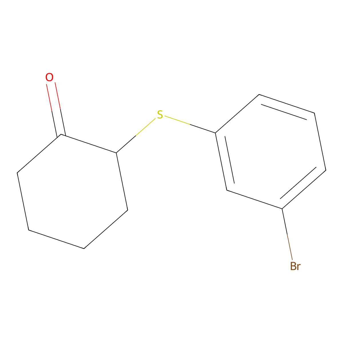 2-[(3-Bromophenyl)sulfanyl]cyclohexan-1-one molecular structure, CAS 1044049-36-6