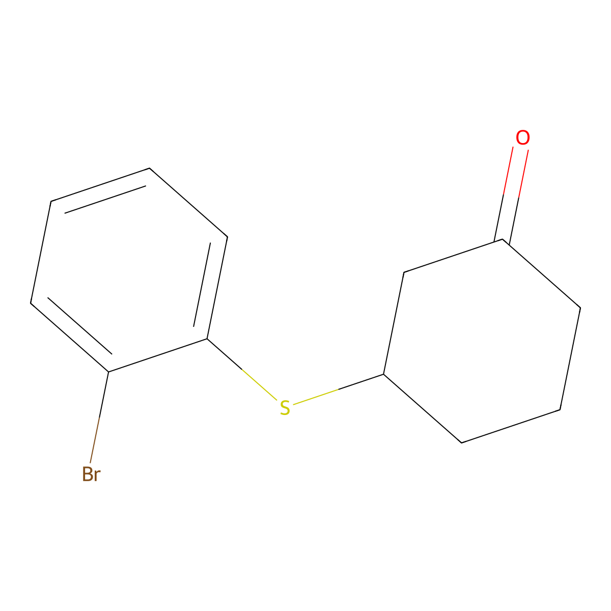 3-[(2-Bromophenyl)sulfanyl]cyclohexan-1-one molecular structure, CAS 1044054-30-9