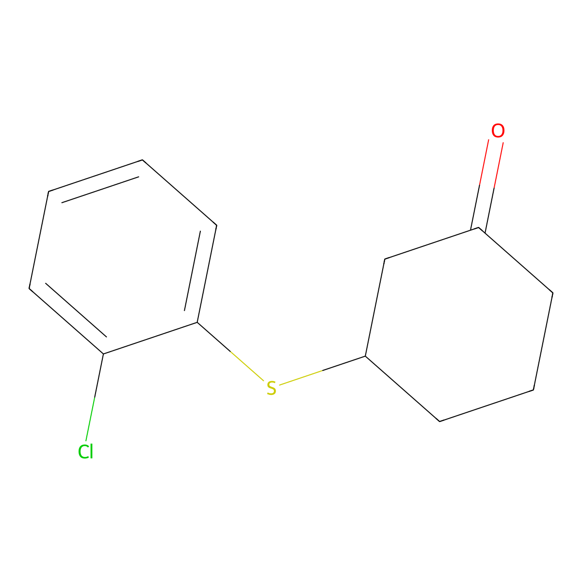 3-[(2-Chlorophenyl)sulfanyl]cyclohexan-1-one molecular structure, CAS 1044054-31-0