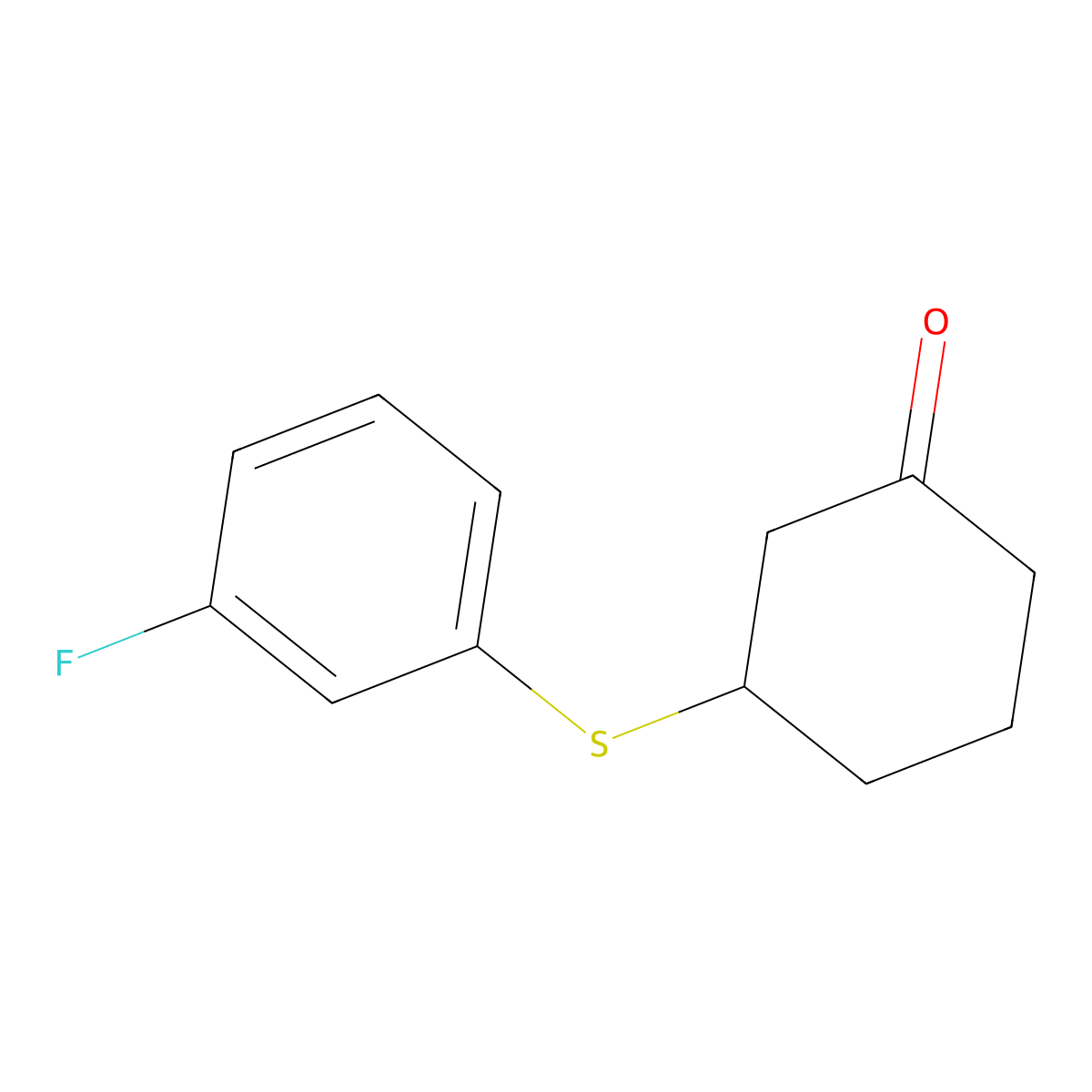 3-[(3-Fluorophenyl)sulfanyl]cyclohexan-1-one molecular structure, CAS 1044054-37-6