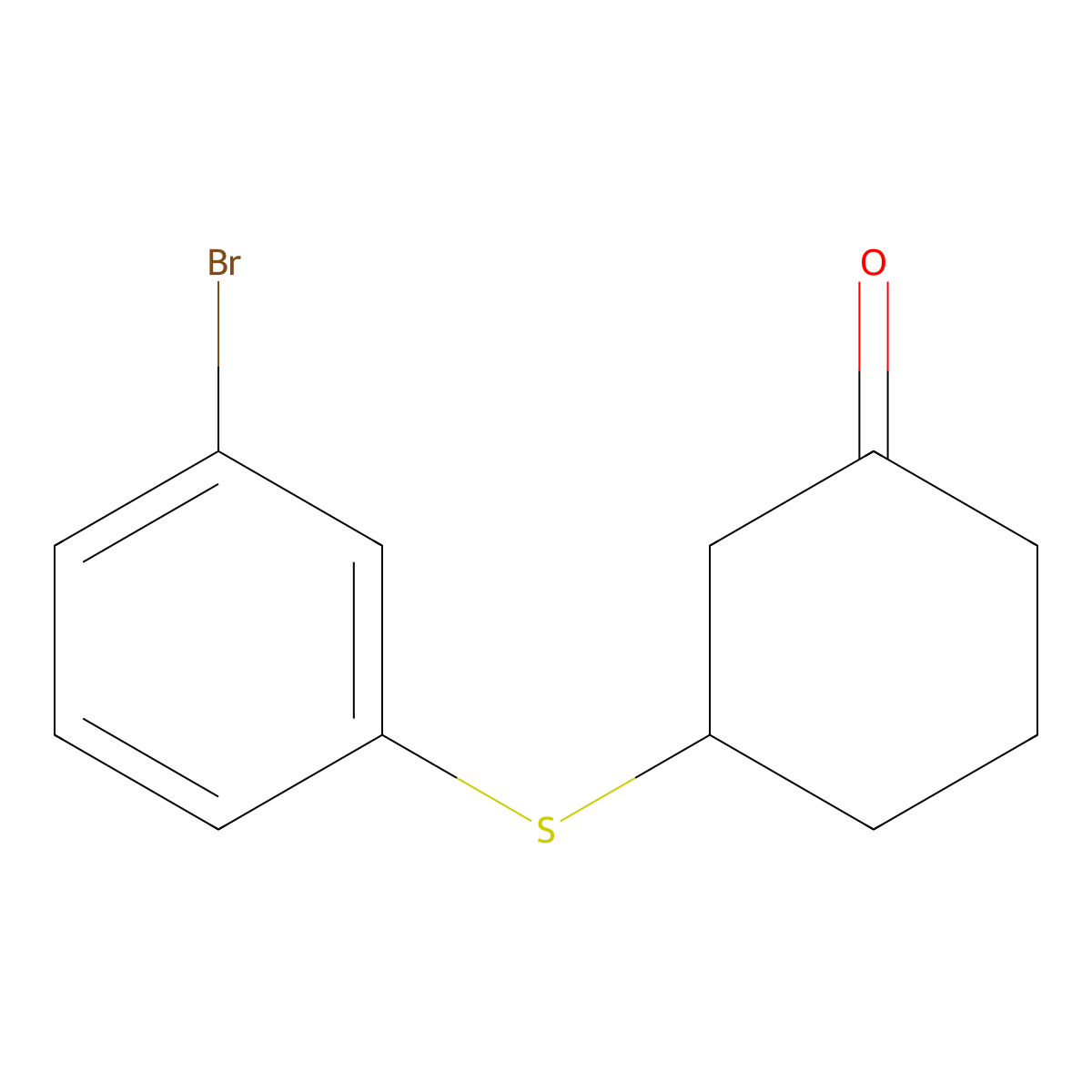 3-[(3-Bromophenyl)sulfanyl]cyclohexan-1-one molecular structure, CAS 1044054-38-7
