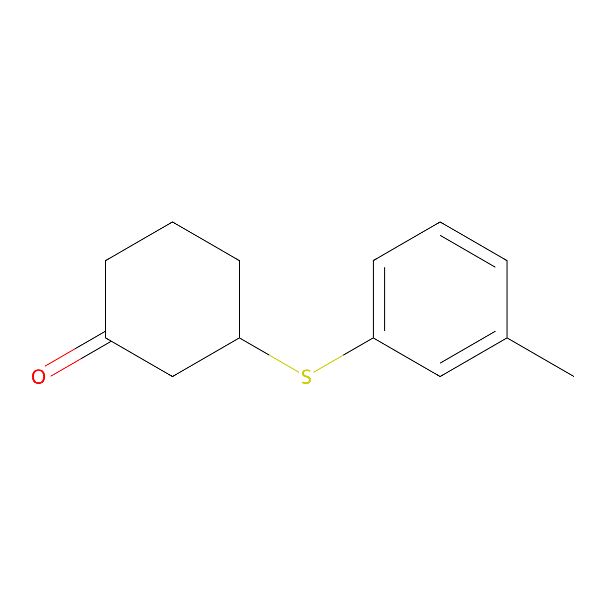 3-[(3-Methylphenyl)sulfanyl]cyclohexan-1-one molecular structure, CAS 1044054-73-0