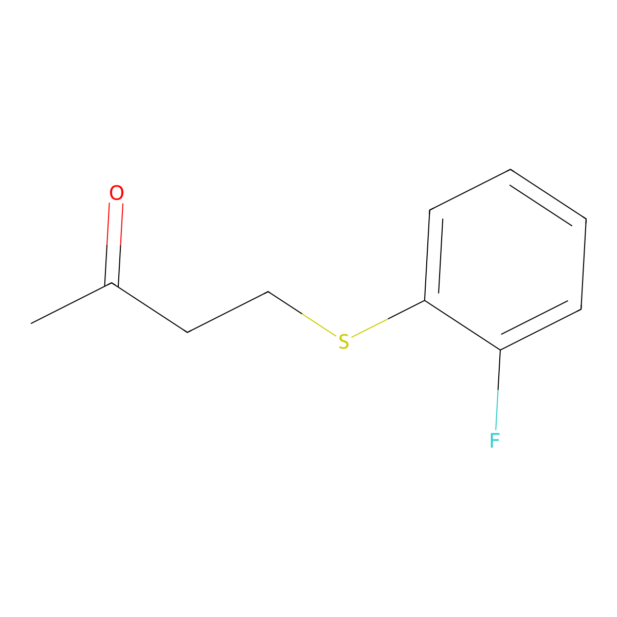 4-((2-Fluorophenyl)thio)butan-2-one molecular structure, CAS 1044058-12-9