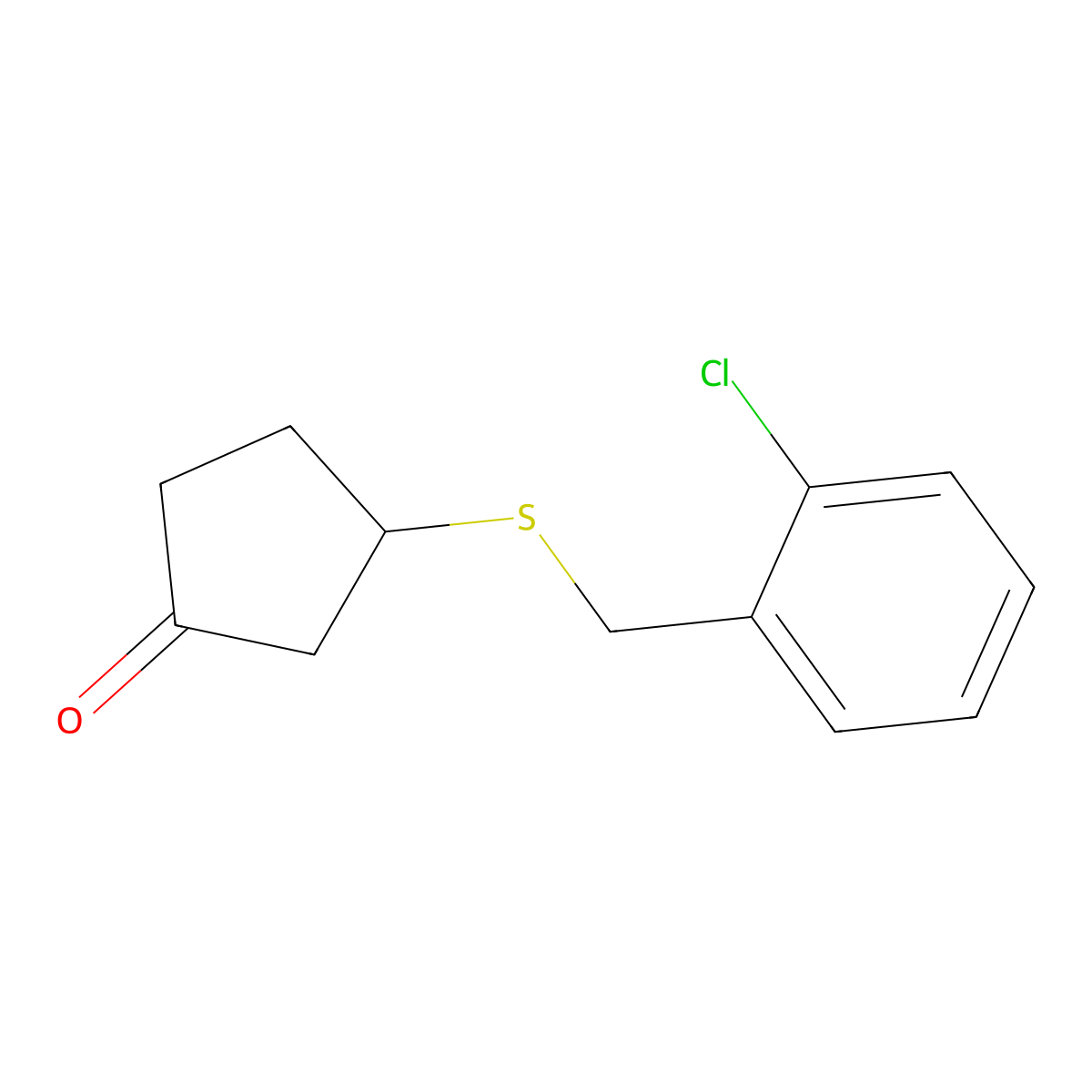 3-{[(2-Chlorophenyl)methyl]sulfanyl}cyclopentan-1-one molecular structure, CAS 1044065-86-2