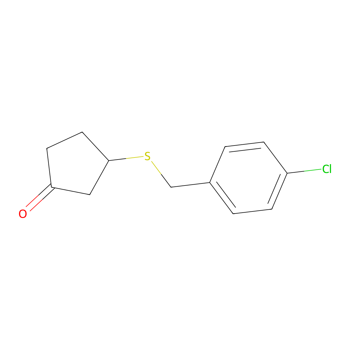 3-{[(4-Chlorophenyl)methyl]sulfanyl}cyclopentan-1-one molecular structure, CAS 1044066-00-3