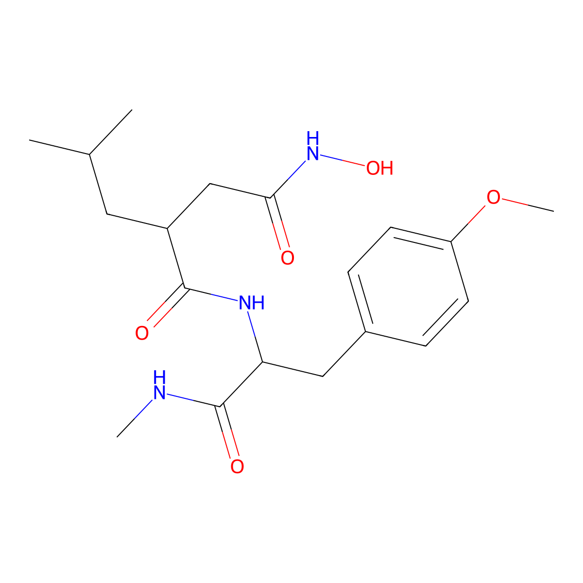 N-(2-Isobutyl-3-(N'-hydroxycarbonylamido)propanoyl)-O-methyltyrosinemethylamide molecular structure, CAS 104408-38-0
