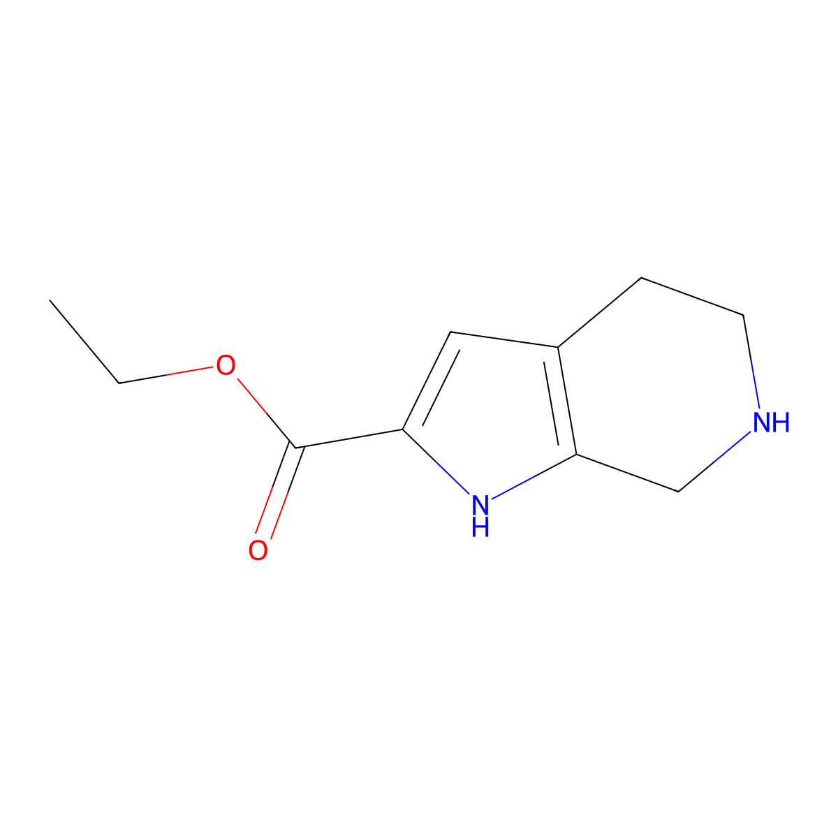ethyl 4,5,6,7-tetrahydro-1H-pyrrolo[2,3-c]pyridine-2-carboxylate molecular structure, CAS 104408-63-1