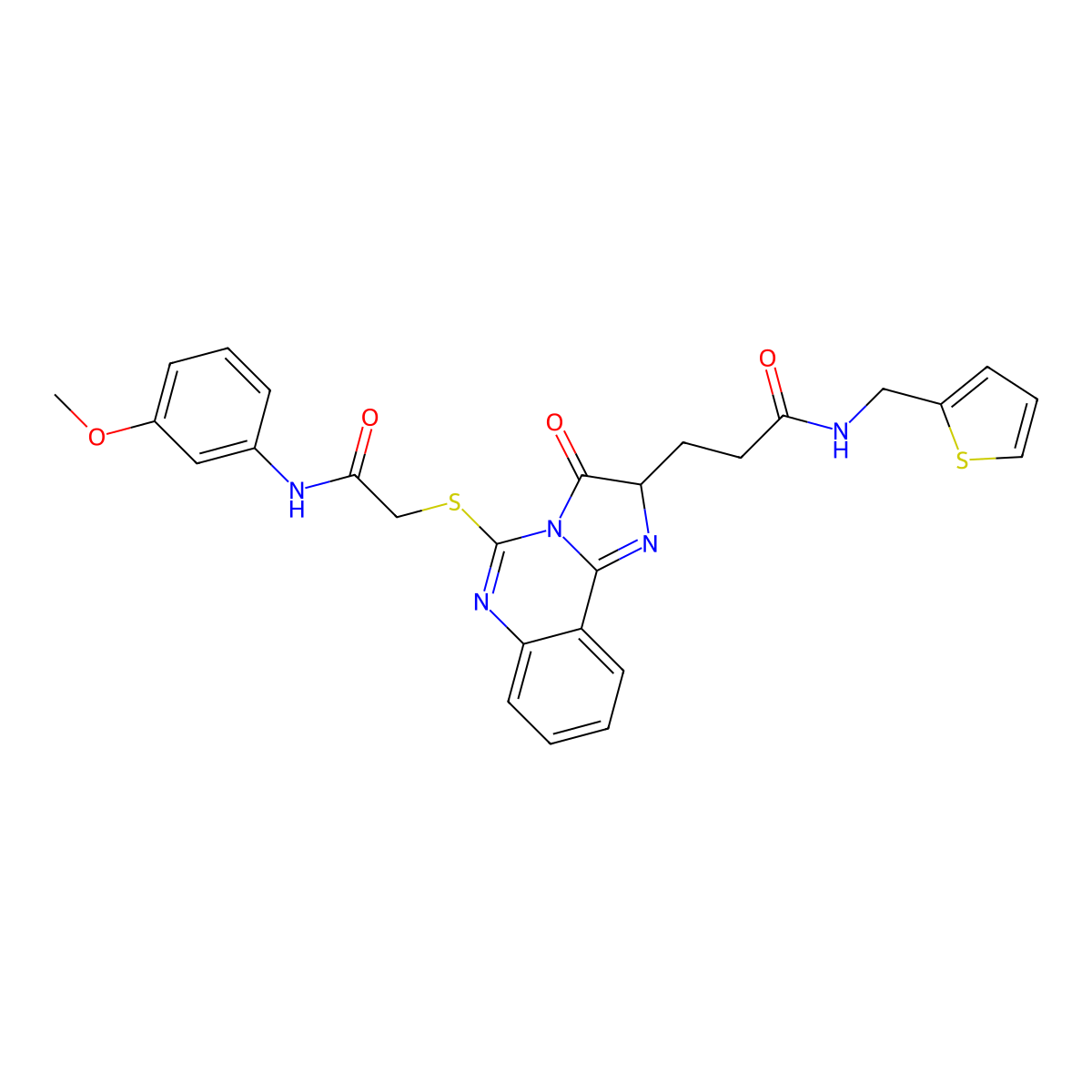 3-[5-({[(3-methoxyphenyl)carbamoyl]methyl}sulfanyl)-3-oxo-2H,3H-imidazo[1,2-c]quinazolin-2-yl]-N-[(thiophen-2-yl)methyl]propanamide molecular structure, CAS 1044139-71-0