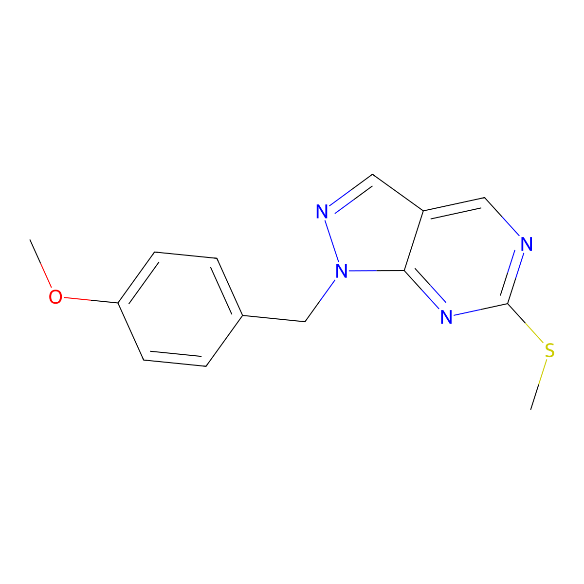 1-(4-Methoxybenzyl)-6-(methylthio)-1H-pyrazolo[3,4-d]pyrimidine molecular structure, CAS 1044139-93-6