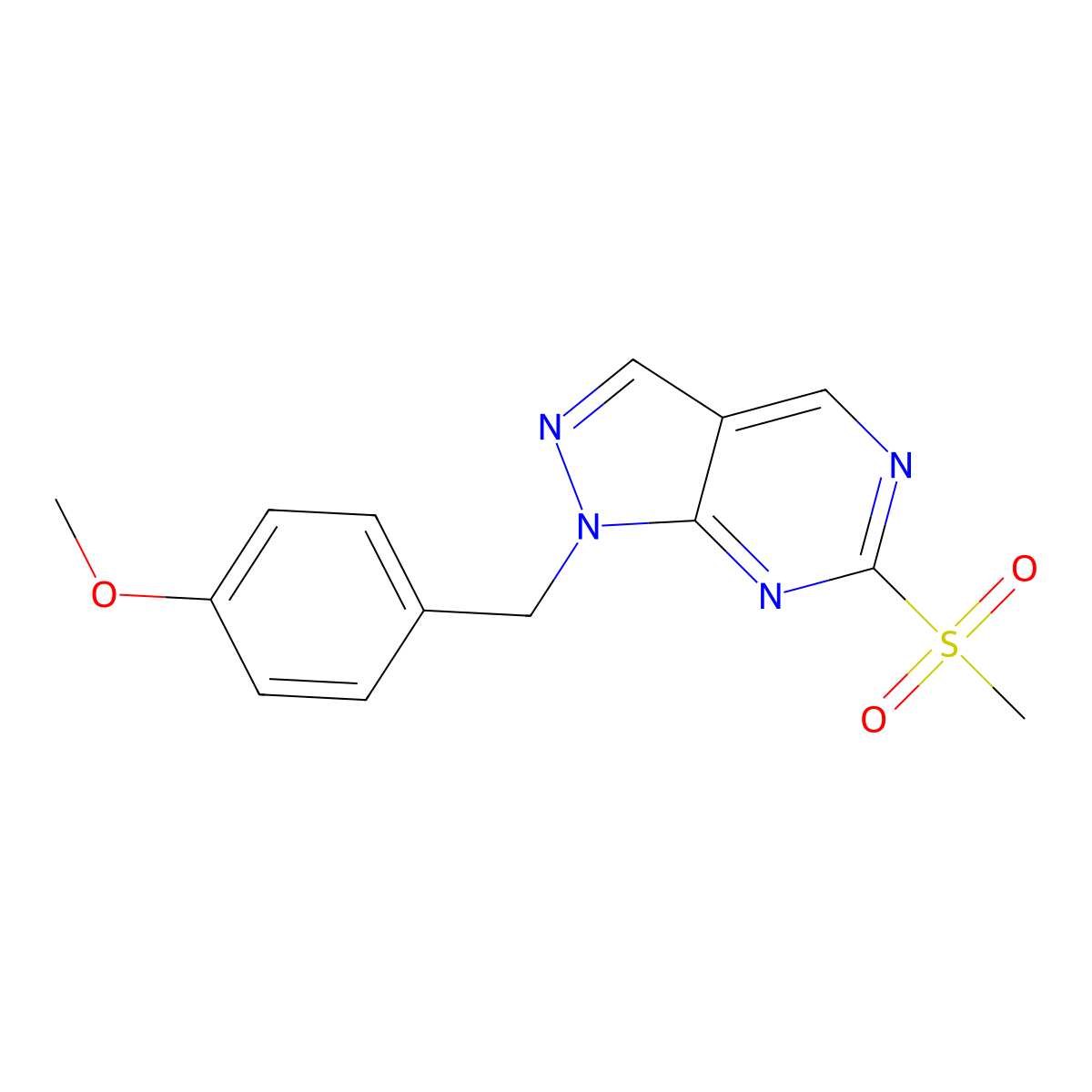 1-(4-Methoxybenzyl)-6-(methylsulfonyl)-1H-pyrazolo[3,4-d]pyrimidine molecular structure, CAS 1044139-94-7