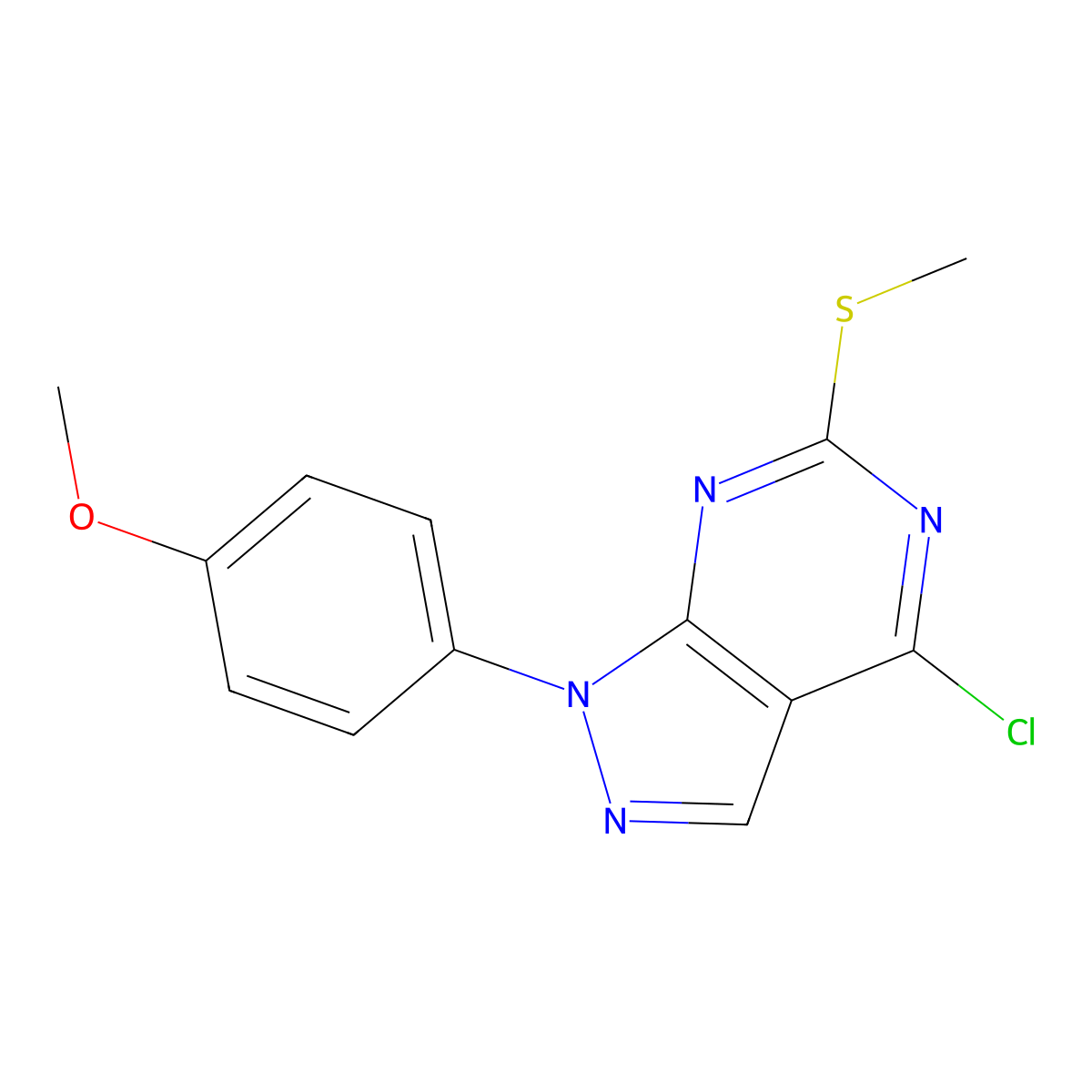 4-Chloro-1-(4-methoxyphenyl)-6-(methylthio)-1h-pyrazolo[3,4-d]pyrimidine molecular structure, CAS 1044140-12-6