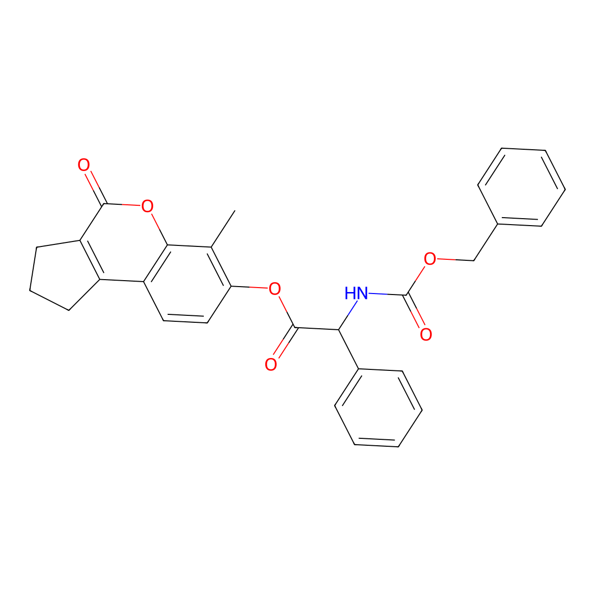 6-Methyl-4-oxo-1,2,3,4-tetrahydrocyclopenta[c]chromen-7-yl {[(benzyloxy)carbonyl]amino}(phenyl)acetate molecular structure, CAS 1044146-05-5