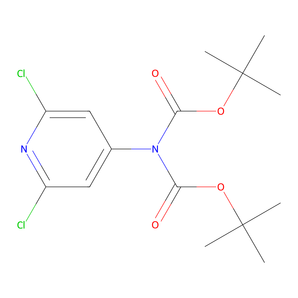 N,N-Bis(tert-butyloxycarbonyl)-2,6-dichloropyridine-4-amine molecular structure, CAS 1044148-88-0