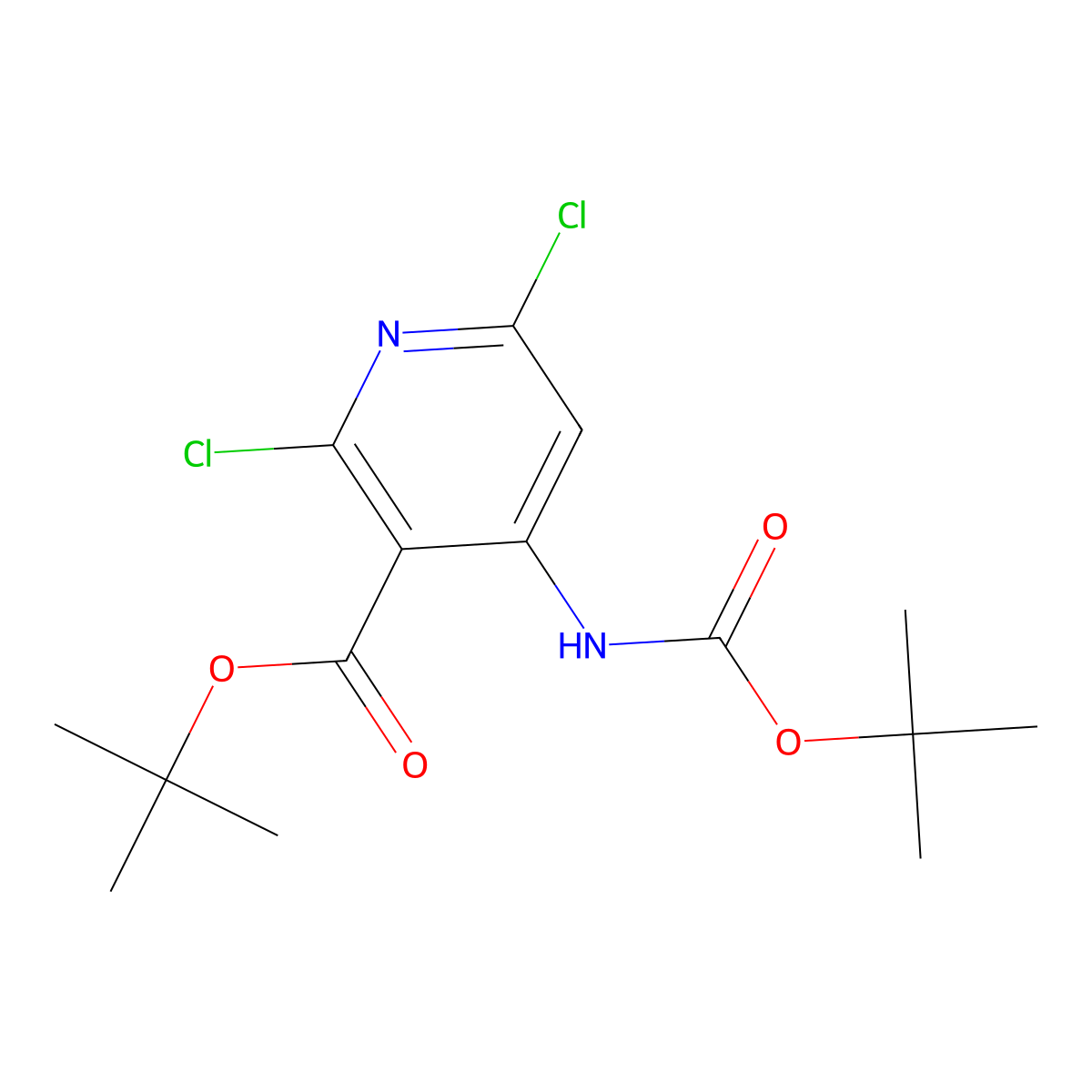 Tert-butyl 4-(tert-butoxycarbonylamino)-2,6-dichloronicotinate molecular structure, CAS 1044148-92-6