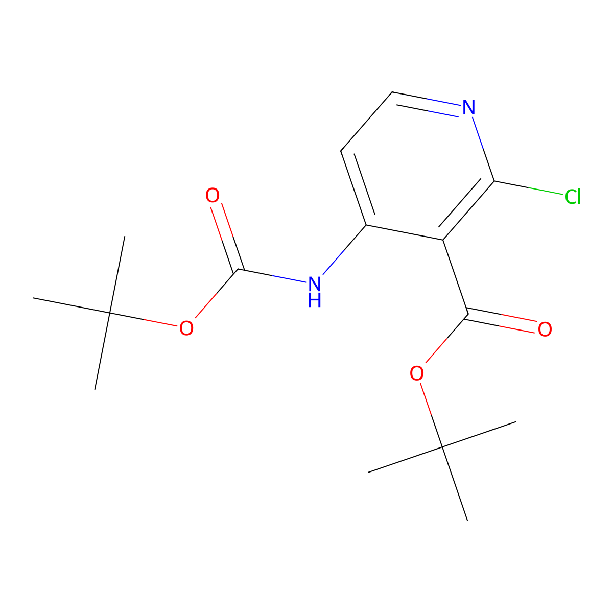 1,1-Dimethylethyl 2-chloro-4-(((1,1-dimethylethoxy)carbonyl)amino)-3-pyridinecarboxylate molecular structure, CAS 1044148-93-7