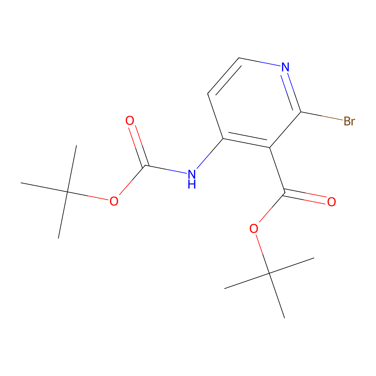 tert-Butyl 2-bromo-4-((tert-butoxycarbonyl)amino)nicotinate molecular structure, CAS 1044148-94-8