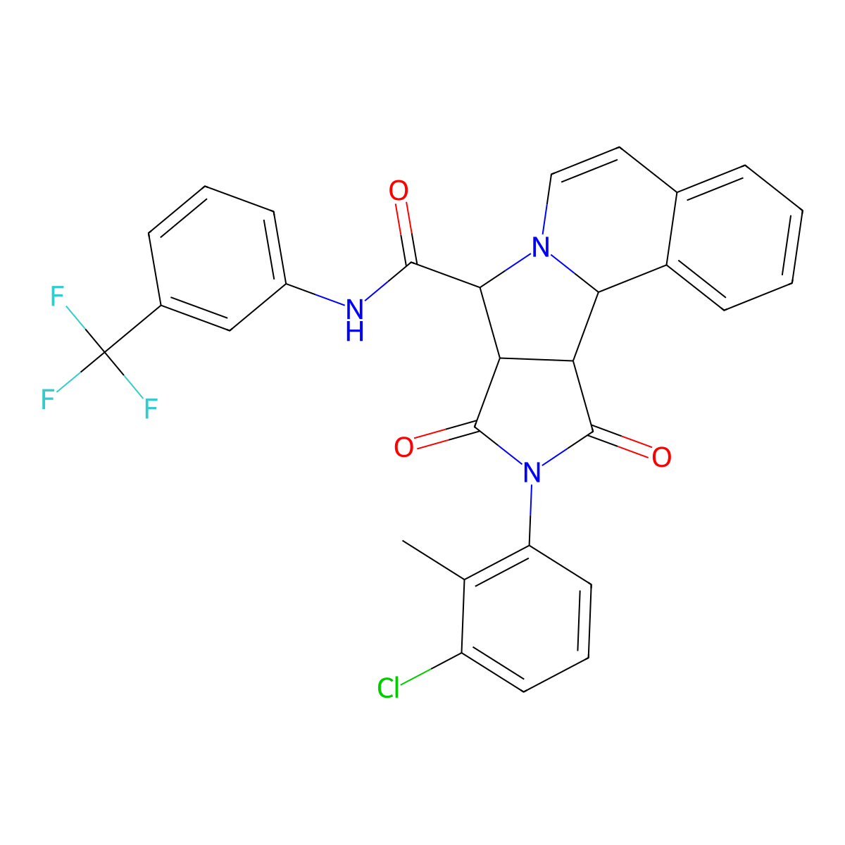 14-(3-chloro-2-methylphenyl)-13,15-dioxo-N-[3-(trifluoromethyl)phenyl]-10,14-diazatetracyclo[8.6.0.02,7.012,16]hexadeca-2,4,6,8-tetraene-11-carboxamide molecular structure, CAS 1044149-04-3