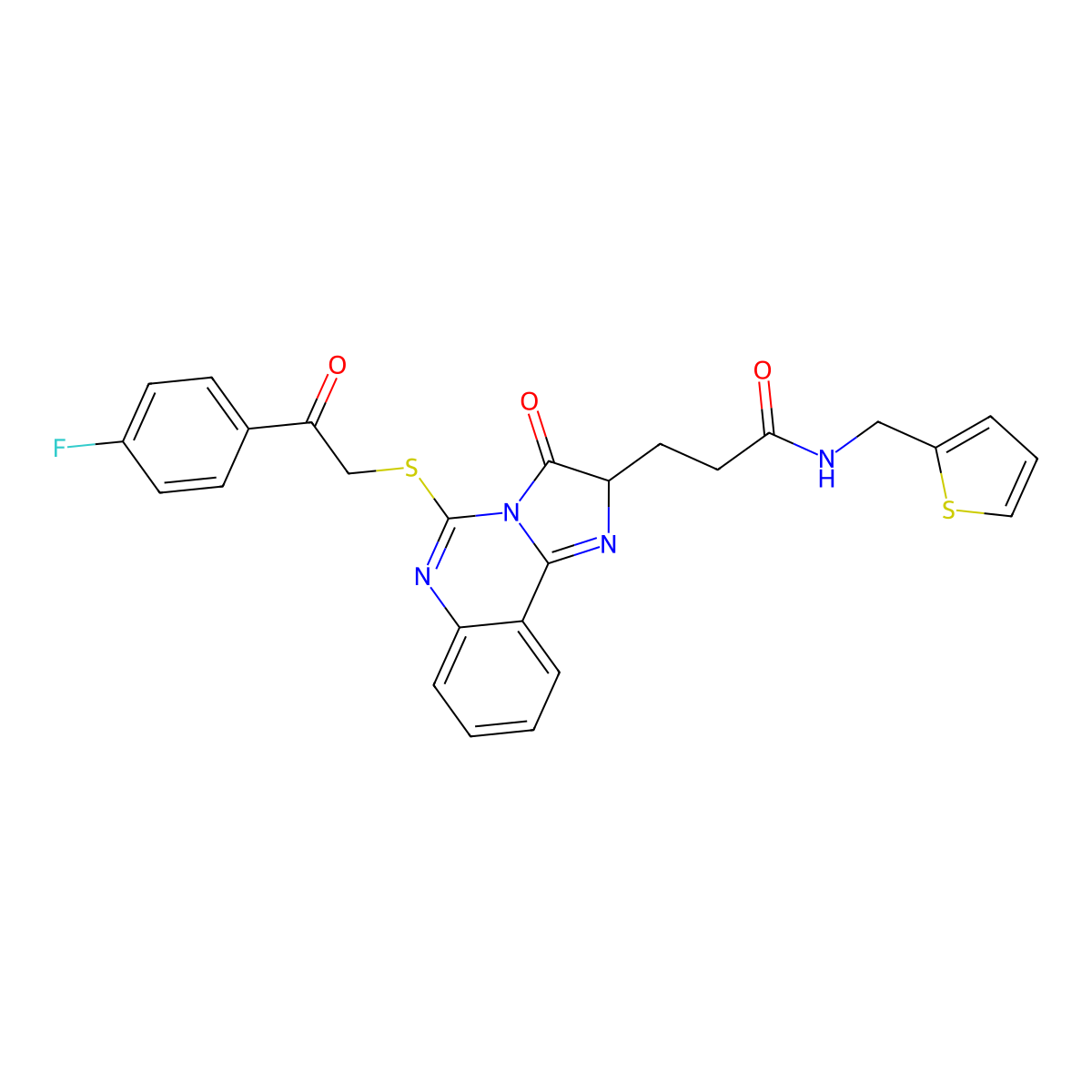 3-(5-{[2-(4-fluorophenyl)-2-oxoethyl]sulfanyl}-3-oxo-2H,3H-imidazo[1,2-c]quinazolin-2-yl)-N-[(thiophen-2-yl)methyl]propanamide molecular structure, CAS 1044170-51-5