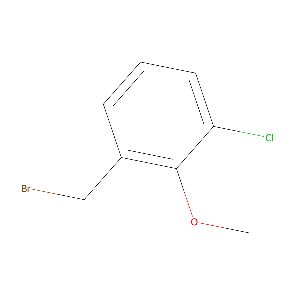 1-(Bromomethyl)-3-chloro-2-methoxybenzene molecular structure, CAS 1044256-94-1