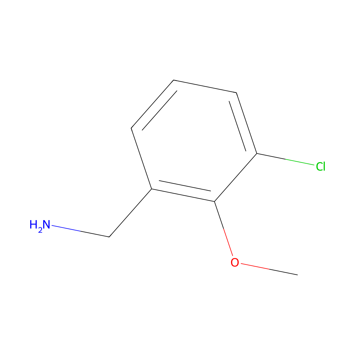 (3-Chloro-2-methoxyphenyl)methanamine molecular structure, CAS 1044256-97-4