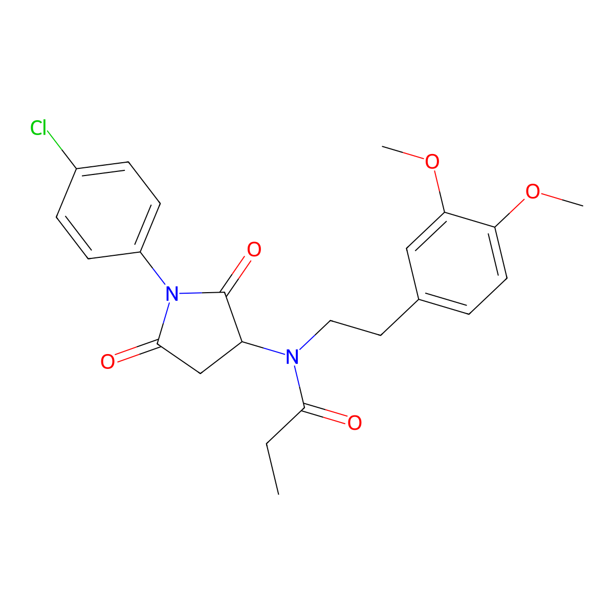 N-[1-(4-chlorophenyl)-2,5-dioxopyrrolidin-3-yl]-N-[2-(3,4-dimethoxyphenyl)ethyl]propanamide molecular structure, CAS 1044261-42-8